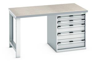 840mm High Benches Bott Bench 1500x900x840mm with Lino Top and 5 Drawer Cabinet